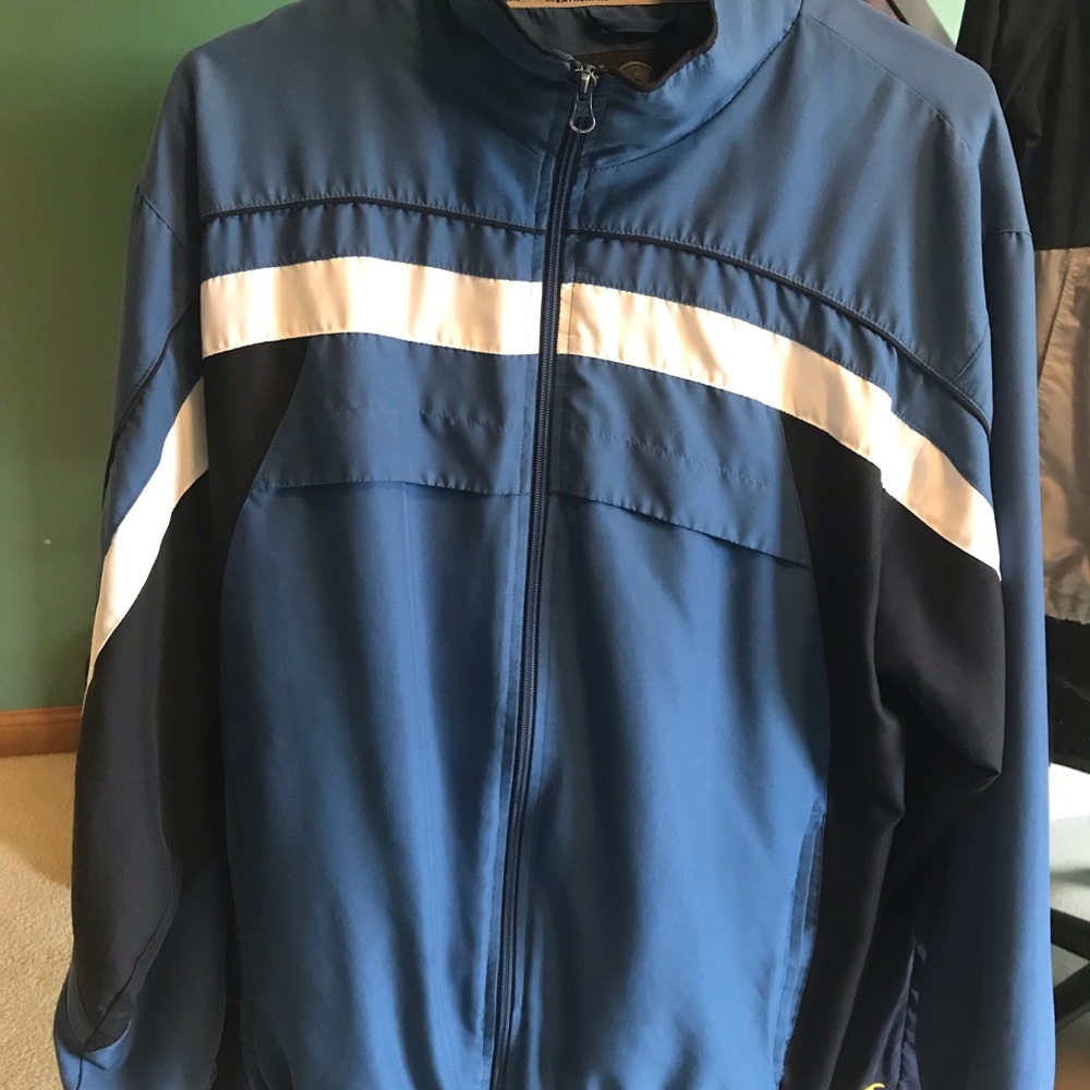 Weatherproof Blue and White Windbreaker with Stripes